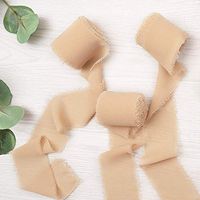 Doris Home Handmade Fringe Chiffon Silk-Like Ribbon 2" x 7Yd Set of 3 Rolls Ribbons for Wedding Invitations, Bouquets, Gift Wrapping (3 Rolls Nude)