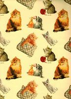 Cats and Kittens Rolled Gift Wrap Paper 2 Full Sheets 27 in x 39 in