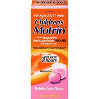 Motrin Children's Pain Reliever/Fever Reducer Liquid, Bubble Gum, 4 Fl Oz (2 Pack)