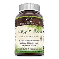 Nutri Essentials Ginger Root Supplement - 550mg Capsules 200 Veggie Capsules (Non-GMO)- Made with Organic Ginger Root - Commonly Used Natural Remedy for Nausea Due to Pregnancy & Other Conditions*