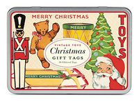 Cavallini Papers Glitter Gift Tags Christmas Toys 36 Assorted Gift Tags Packaged in a Tin