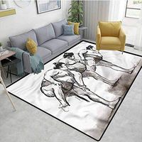 Japan Solid Carpet, Professional Sumo Wrestlers Pattern Printing Rugs, Durable Carpet Area Rug - Living Dinning Room Bedroom Rugs and Carpets (5'x 8')
