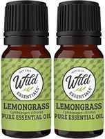 Wild Essentials Lemongrass 100% Pure Essential Oil 2 Pack - 10ml, Therapeutic Grade, stress, anxiety, confidence, depression