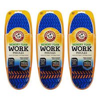 Arm & Hammer Memory Foam Work Insoles Cushioned Anti Fatigue Arch Support for Men - 3 Pack