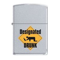 Zippo 205MP-DDRUNK Classic Designated Drinker Satin Chrome Windproof Lighter