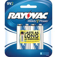 Alkaline Batteries, 9V, 2/Pack