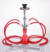 4 hose 21" Morocco Red Hookah Shisha Nargila water glass vase pipes smoke sale