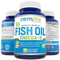 Omega 3 Fish Oil Capsules - 180 Softgels, 1640mg Omega 3, 860mg EPA, 650mg DHA, Non-GMO & Gluten Free, Lemon Flavored - NO Fishy Aftertaste, Pharmaceutical Grade, Molecularly Distilled & Mercury Free
