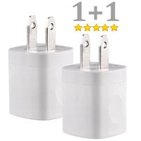 Wall Charger Phone - USB AC Adapter Brick Travel Plug Cube for Home and Cell Phone - Compatible X/8/8 Plus/7/6S/6 Plus/6/5S/5, Galaxy S9/S8/S7/S6/S5 Edge, LG, HTC, Huawei, Moto, Kindle - 2Pack White