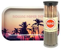 Bundle - 2 Items - 50 RAW Natural Lean Size Cones with Rolling Paper Depot Rolling Tray (Retro Palms)