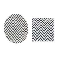 Youmewell Disposable Chevron Black Paper Party Napkins 40 Count Paper Plates 24 Count