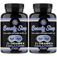 Beauty Sleep, Collagen Infused Night Time Sleep Aid, All Natural Pills with L-Theanine, Melatonin, Magnesium & Hyaluronic Acid by Angry Supplements (2-Bottles)