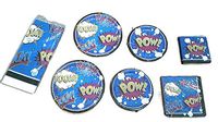 Creative Converting Super Hero Birthday Party Plates 9" (16) Plates 7" (16) Napkins (32) Table Cover (1) Party Bundle