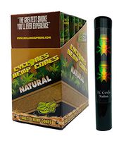 Herb Airtight Tube Pocket Protector with Cyclones Natural Hemp Cones 24 Count Box DC Crafts Nation- Rasta Skull