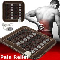 QUITE Far Infrared Heating Pad for Full Back Pain Relief, Easily Adjust Temp, 36 Pieces Natural Gemstone, 17.7X17.7