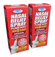 Nasal Relief Spray - 12 Hour Anti-drip Pump Mist 0.50 FL. OZ. (2 Pack)