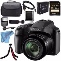 Panasonic Lumix DC-FZ80 DC-FZ80K Digital Camera + Rechargable Li-Ion Battery + Sony 32GB SDHC Card + Carrying Case + Tripod + HDMI Cable + Memory Card Wallet + Card Reader + Fibercloth + Flash Bundle