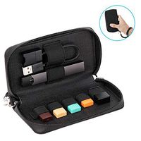 ETESTAR Carrying Case for Juul, Travel Wallet Cover Holder Organizer for Vape Cartridge Pods Charger Cord, Storage Bag Purse with Zipper for Juul Accessories PU Leather (Device not Included) (Black)