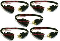 5-Pack 1ft Premium GOLD Series AC Power Strip Outlet Extender / Saver - GOLD PLATED connectors - make more space on the power strip or wall outlets