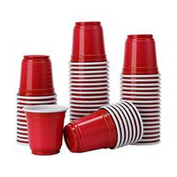 TashiLiving [200 Pack-2 oz] Mini Party Plastic Shot Glasses, Jager Bomb, Sample Cups, 2 Ounce, Red