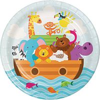 Creative Converting 8 Count Sturdy Style 7" Paper Dessert Plates, Noah's Ark