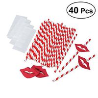 LUOEM Red Lips Paper Straws Decorative Cocktail Drinking Straws for Graduation Party Decoration Supplies 40 PCS