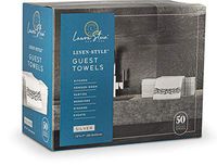 Laura Stein Disposable Party Set Includes 16 X 10.75" Dinner Plates + 16 X 7.5” Salad Plates + 16 X 12 Oz Soup Bowls + 16 X 5 Oz Dessert Bowls + 50 White And Silver Guest Towels