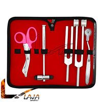 LAJA Imports 6 Piece Diagnostic Kit Medic Student - Reflex Hammer and Tuning Fork Set C 128 and C 512. Includes A Wartenberg Pinwheel and a Premium Pink Steel Bandage Scissor 5.5”