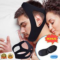 Snoring Solution | Anti Snoring Chin Strap Devices 2020 Upgraded Version | Most Effective Snore Aid Designed to Stop Snoring Naturally | 3 Piece Anti Snore Kit | Adjustable Fits Men and Women (Black)