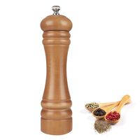 Pepper Grinder Wood, Zupora Manual Pepper Mill Grinder with Adjustable Grinder, Stainless Steel Grinding Mechanism, Adjustable Coarseness Fine to Coarse, 8 Inch Pepper Shaker with 30g Capacity (Brown)