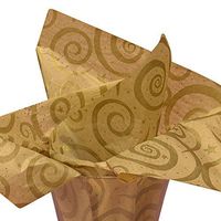 Gold"Swirls & Stars" on Kraft Tissue Paper for Gift Wrapping 20"x30" Sheets - 20ct