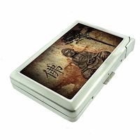 Cigarette Case with Built in Lighter Vintage Buddha S4 Smoking King Size Cigarettes Silver Metal Wallet 4" X 2.75" RFID Protection Religious