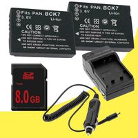 Battery Kit for Panasonic Lumix DMC-FP5, DMC-FH27, DMC-FH25, DMC-FH5, DMC-FH2, DMC-FP7, DMC-S1, DMC-S3, DMC-FX78, DMC-FX90 Includes TWO DMW-BCK7 Replacement Lithium Ion Batteries w/Charger + 8GB SDHC Memory Card DavisMAX Accessory Bundle