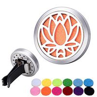 Car Diffuser Vent Clip Aromatherapy Essential Oil Diffuser Stainless Steel Locket Lotus Car Fragrance Air Freshener- Calm Driving