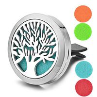 Garden Charms 30mm Tree Life Air Freshener Locket Stainless Steel Perfume Essential Oil Diffuser Locket Jewelry with Free Pads (A)