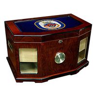 Large Premium Desktop Humidor - Glass Top -US Navy USS Cole (DDG 67), Destroyer Emblem (Crest)