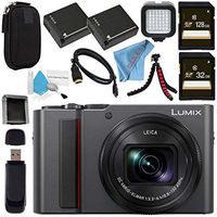 Panasonic Lumix DC-ZS200 DC-ZS200S Digital Camera (Silver) + DMW-BLG10 Lithium Ion Battery + 32GB SDHC Card + 128GB SDXC Card + Small Carrying Case + Deluxe Cleaning Kit + LED Light Bundle