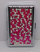 Fujima Metal Hot Pink Stone Pebble Design 100s Size Cigarette Case