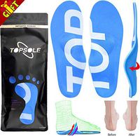 TOPSOLE High Arch Support Insert Unisex Full-Length Arch-Supporting Insole for Relief of Heel Pain, Plantar Fasciitis, Flat Feet (Blue, Mens 5-5 1/2 | Womens 7-7 1/2(9.45")(240MM))