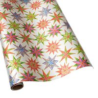 Caspari Jeweled Stars 30 in. x 8 ft. Wrapping Paper in Pale Silver Foil, 2 Rolls Included