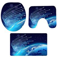 Pgojuni Christmas Scenery Bathroom Non-Slip Pedestal Rug + Lid Toilet Cover + Bath Mat Set 3PCS (C-01)