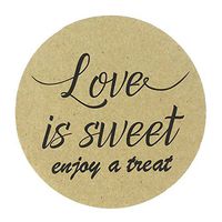 80-2" Kraft Love is Sweet Stickers, Wedding Favor Labels, Have a Treat Sticker