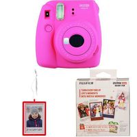 Fujifilm Instant Camera-Flamingo Pink , Instax Holiday Ornament and Mini Film Holiday Value Pack