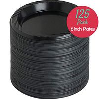 1InTheHome Plastic Round Plate, 6 Inch Diameter, Black Plates Disposable, Pack of 125