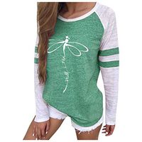 Women Long Sleeve Blouses Fashion Casual Loose Dragonfly Print Round Neck 2019 Autumn Winter New Long Sleeve Tops Pullover Tunic T-Shirt Tees Sport Sweatshirt, Viviplus Clothing