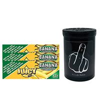 Herb Airtight Container Fresh Kettle with Juicy Jay's Banana 1.25 Flavored Hemp Rolling Papers 3 Count DC Crafts Nation- Middle Finger