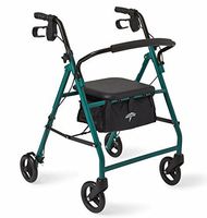 Medline Standard Steel Folding Rollator Walker with 6" Wheels, Green