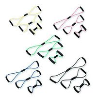 CanDo Bowtie tubing Exerciser, Full Body Set, 5 pc Set (1 ea: Yellow Through Black)