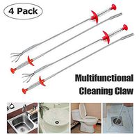Multifunctional Cleaning Claw Drain Snake Hair Drain Clog Remover Flexible Grabber Pickup Tool Pressure-Type Cleaning Hook for Kitchen Bathroom Toilet (4 Pack)
