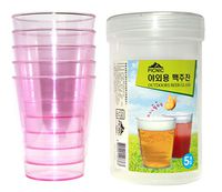 Parnag 7.7oz Elegance Hard Plastic Tumblers Pink/Party cups Indoor Partio, Parties and Outdoor Uses Picnic, Camping, Traveling, set of 5 in Hard plastic Cylindrical Carrying Case